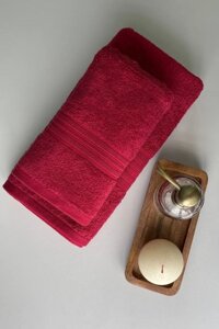 Набір махрових рушників 50x90+70х140 см Індія 500 г/м2 бордовий