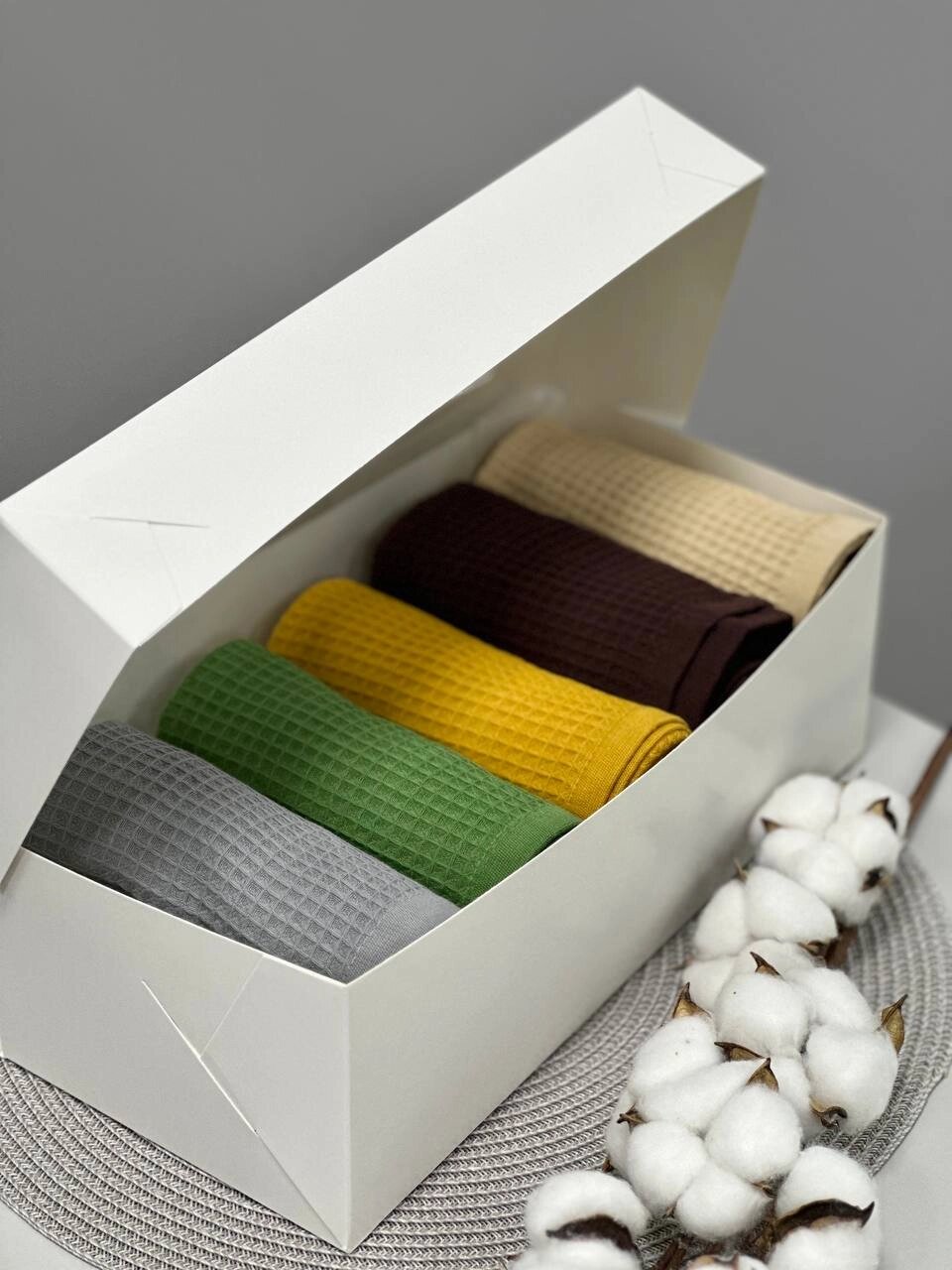 Подарунковий набір вафельних рушників 6 шт. від компанії IDEAL TEXTILE: махрові рушники, халати, постільна білизна - фото 1