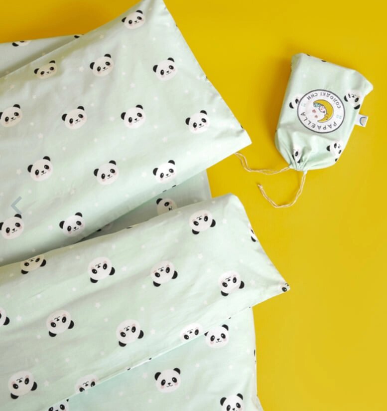 Постільна білизна у ліжечко для немовлят Панда бірюзова від компанії IDEAL TEXTILE: махрові рушники, халати, постільна білизна - фото 1