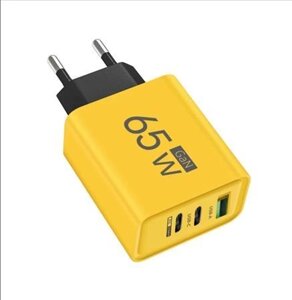 65W Зарядний пристрій з USB і двома type-C для телефону зі швидкою зарядкою PD 33W арт. 04987