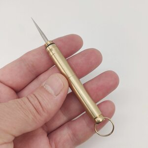 Брелок-ніж/шило/склобою на ключі (золотий, латунь) арт. 04102
