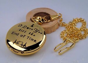 Часы карманные кварцевые "Я люблю тебя навсегда"цвет - золото) арт. 03398