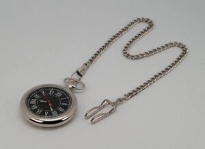 Годинник кишеньковий на ланцюжку кварцовий із чорним циферблатом (колір-срібло) арт. 03544