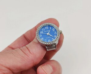 Годинник-кільце на палець кварцові (синій циферблат) арт. 04614