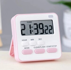 Годинник-таймер електронний із двома будильниками (рожеві) арт. 04034