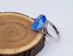 Кільце срібне "Париж" з блакитним кварцом Tanzanite 925 проби арт. 01382