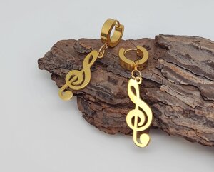 Сережки біжутеріальні "Скрипічний ключ" колір — золото арт. 04647