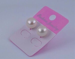 Сережки-цвяшки з натуральними білими перлами (діаметр 0,90 см) арт. 03345