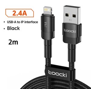 Зарядний кабель 2 м. Toocki (USB-A/lightning) 2.4 А 480 Mbps чорний арт. 05625