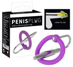 Ерекційне кільце You2Toys Penis Plug+Silicone Glans Ring Dilator Фіолетове - CherryLove