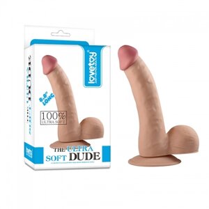 Фалоімітатор з мошонкою LoveToy Dildo The Ultra Soft Dude Тілесний 20 см - CherryLove