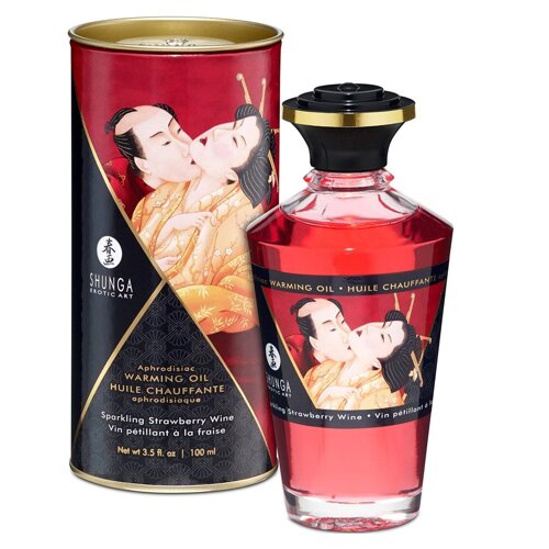 Олія Shunga Aphrodisiac Warming Oil Sparkling Strawberry Wine 100 мл - CherryLove