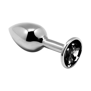 Металева анальна пробка з кристалом Alive Mini Metal Butt Plug Black L - CherryLove