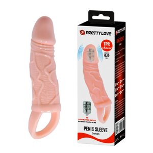 Насадка на пеніс LyBaile Men Extension Vibrating Penis Sleeve Тілесна - CherryLove