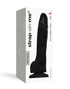 Реалістичний фалоімітатор Strap-On-Me SOFT REALISTIC DILDO Чорний Size L - CherryLove