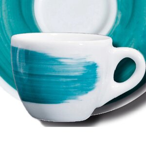 35119 Чашка cappuccino 180 мл Green Teal "Verona Millecolori Hand Painted Brush stroke B with handle