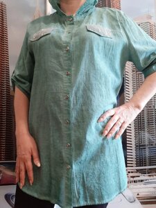 Сорочка з капюшоном бавовна Туреччина колір-нефритовий 54р