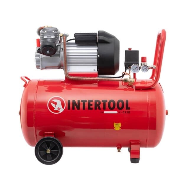 Компресор 100 л, 3 кВт, 220 В, 10 атм, 420 л / хв, 2 циліндра INTERTOOL PT-0008 від компанії STOmag - фото 1