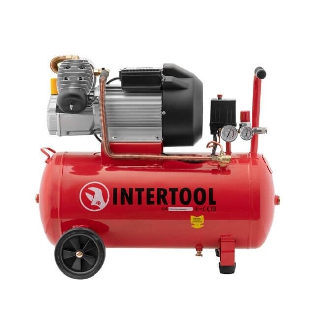 Компресор 50 л, 3 кВт, 220 В, 10 атм, 420 л / хв, 2 циліндра. INTERTOOL PT-0007 від компанії STOmag - фото 1