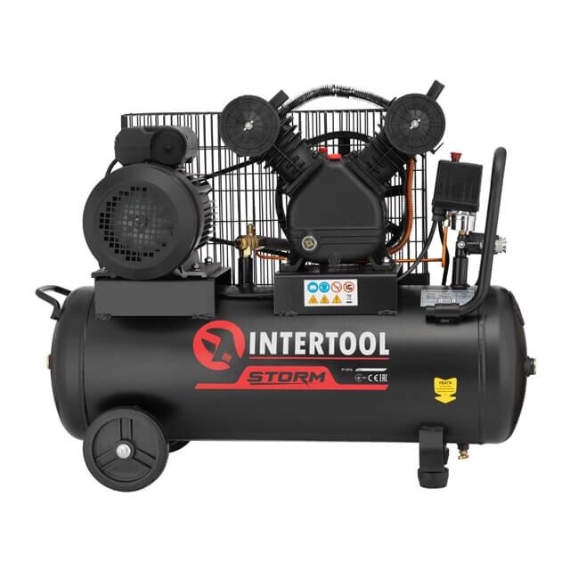 Компресор 50 л, 3 кВт, 220 В, 10 атм, 500 л / хв, 2 циліндра INTERTOOL PT-0016 від компанії STOmag - фото 1