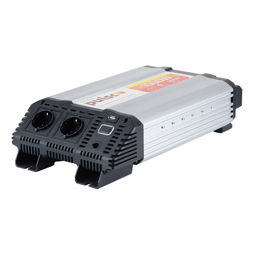 Перетворювач напруги  12V-220V/ 1500W/ USB-5VDC2.0A/ син. хвиля/клеми  PULSO ISU-1500 від компанії STOmag - фото 1