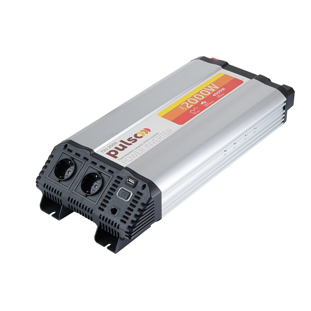 Перетворювач напруги PULSO/ISU -2000/12V-220V /2000W/ USB-5VDC2.0A   (син. хвиля, клеми)  PULSO ISU-2000 від компанії STOmag - фото 1