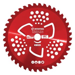 Ніж для мотокоси/триммеру з твердосплавними напайками ø255x25.4x1.35 мм 40T, HRC 82-86, 3 підрізних лопаті,