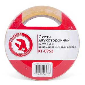 Скотч двосторонній 50 мм * 25 м на поліпропіленовій основі INTERTOOL KT-0953