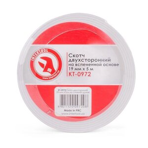 Скотч двосторонній 19 мм * 5 м на спіненої основі INTERTOOL KT-0972