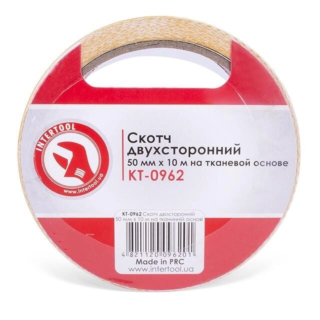 Скотч двосторонній 50 мм * 10 м на тканинній основі INTERTOOL KT-0962 від компанії STOmag - фото 1