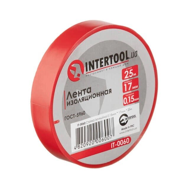 Стрічка ізоляційна, 17 мм * 25 м * 0.15 мм, червона INTERTOOL IT-0060 від компанії STOmag - фото 1