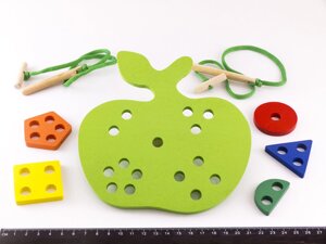 Дерев'яна іграшка-Шнурівка Яблуко ТМ Розумний Лис