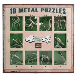 Набір металевих головоломок 10 шт Metal Puzzle Green Eureka