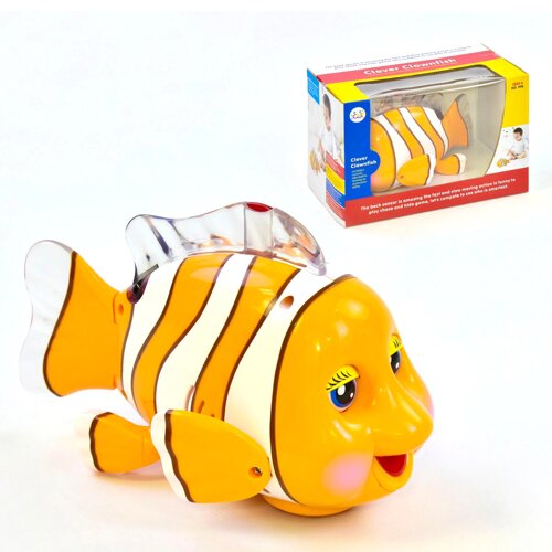 Інтерактивна Рибка Kimi зі звуковим та світловим ефектом Біло-жовтогаряча 6966655040195