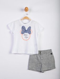 Комплект (футболка+шорты) Minnie Mouse 5 лет (110 см) Disney (лицензированный) Cimpа белый серый MN15195