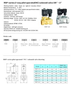 Нормально закритий клапан косвеної дії 1,5" RSP-40-E-AC220V 0,3-16 bar