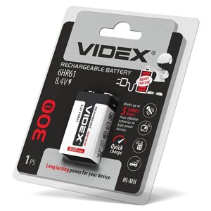 Акумулятор Videx 6HR61 300mAh blister/1шт