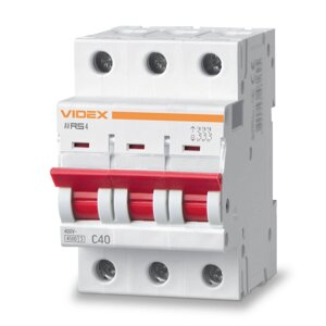 Автоматичний вимикач VIDEX resist 3п 40а с 4,5ка (VF-RS4-AV3c40) (4/40)