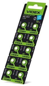 Батарейки годинникові videx AG 0/LR521 blister CARD 10 шт