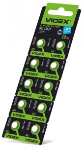 Батарейки годинникові videx AG 1/LR621 blister CARD 10 шт