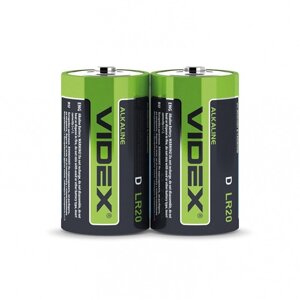 Батарейки лужні LR20/D shirink 2 шт/уп. VIDEX