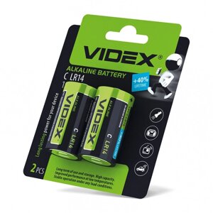 Батарейки лужні Videx LR14/C 2шт/бл