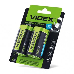 Батарейки лужні Videx LR2O/D 2шт/бл