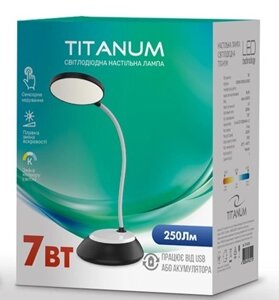 Лампа LED настільна чорна 7W 3000-6500K USB titanum TLTF-022B