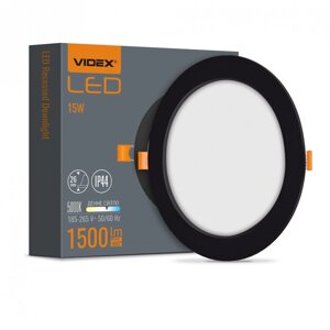 LED світильник круглий VIDEX 15W 5000K 220V black VL-DLBR-155B