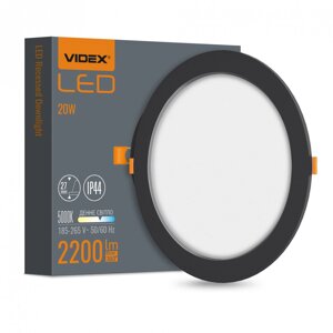 LED світильник круглий VIDEX 20W 5000K 220V black VL-DLBR-205B