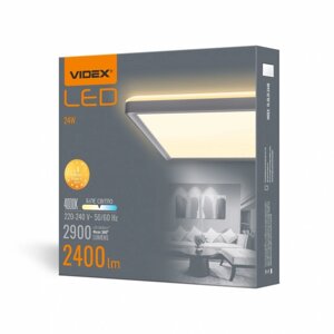 LED світильник з декоративною підсвіткою квадратний VIDEX 24W 4000K 220V VL-DL3S-244W Білий 12/ящ