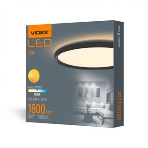 LED світильник з декоративною підсвіткою VIDEX 18W 4000K Чорний (VL-DL3R-184B)