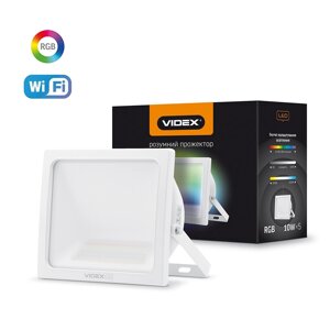 Прожектор LED SMART 10W RGB 3000-6500K 220V білий VL-F10RGB-W VIDEX