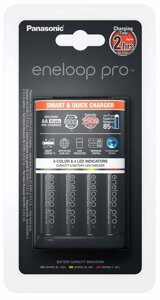 Зарядний пристрій Panasonic Smart-Quick Charger + Акумулятор Eneloop Pro NI-MH AA 2500 mAh 4 шт.